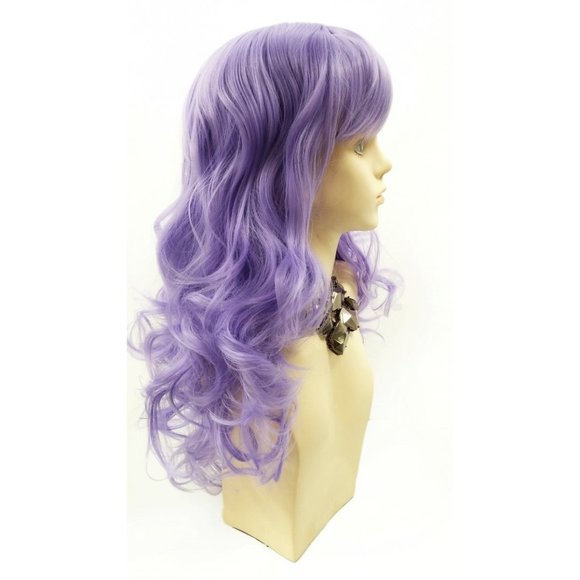 Light Purple Color Wavy Wig with Bangs 17\